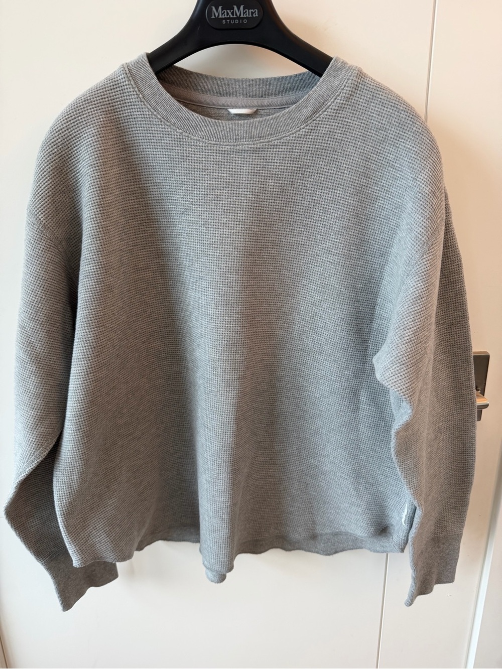 Reigning Champ Grey Waffle-Knit Women's Long Sleeve Top